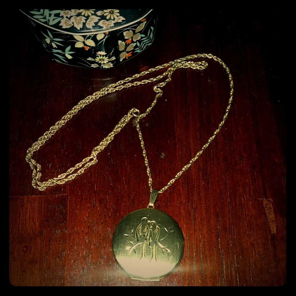 Vintage 12k Bird Locket & Chain